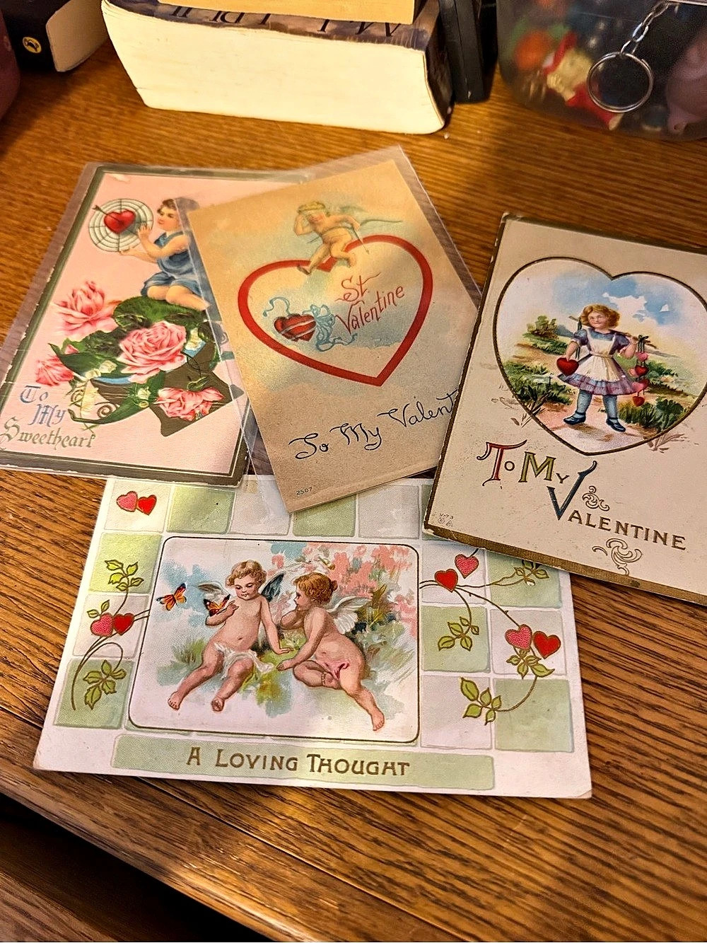 Vintage Valentine Postcards Floral Set